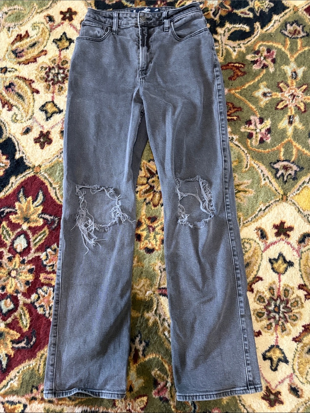 Hollister Soft Black Distressed Straight Jeans